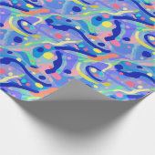 かわいい抽象芸術ブルーパステルネオン繰り返しパターン ラッピングペーパー (角)