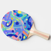 かわいい抽象芸術ブルーパステルネオン繰り返しパターン 卓球ラケット (横)