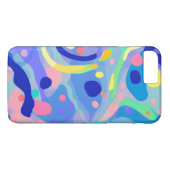 かわいい抽象芸術ブルーパステルネオン繰り返しパターン Case-Mate iPhoneケース (裏面(横))