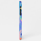 かわいい抽象芸術ブルーパステルネオン繰り返しパターン iPhoneケース (左側)