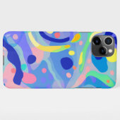 かわいい抽象芸術ブルーパステルネオン繰り返しパターン iPhoneケース (裏面横)
