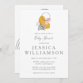 かわいい抽象芸術ボホアートinイエローベイビーシャワー 招待状 (正面/裏面)