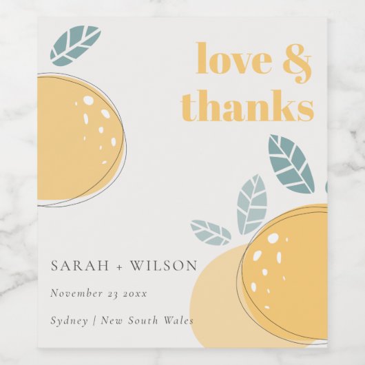 かわいい抽象芸術レモンフルーティはっきりしたズ結婚のフルーティ感謝していズ ワインラベル (シングルラベル)