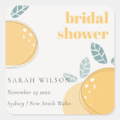 かわいい抽象芸術レモンフルーティはっきりしたブライダルシャワー スクエアシール (正面)