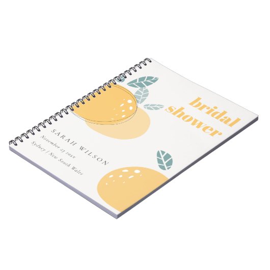 かわいい抽象芸術レモンフルーティはっきりしたブライダルシャワー ノートブック (左側)