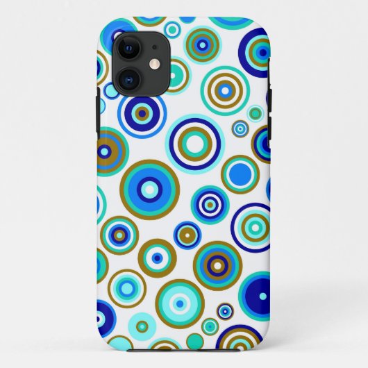 かわいい抽象芸術円のパターン |ブルーライムアクア Case-Mate iPhoneケース (裏面)