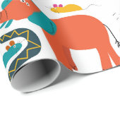 かわいい抽象芸術動物キッズパターン ラッピングペーパー (ロールコーナー)