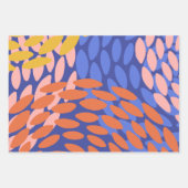 かわいい抽象芸術図形パターン青い赤いピンク ラッピングペーパーシート (正面3)