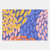 かわいい抽象芸術図形パターン青い赤いピンク ラッピングペーパーシート (正面2)