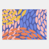 かわいい抽象芸術図形パターン青い赤いピンク ラッピングペーパーシート (正面)