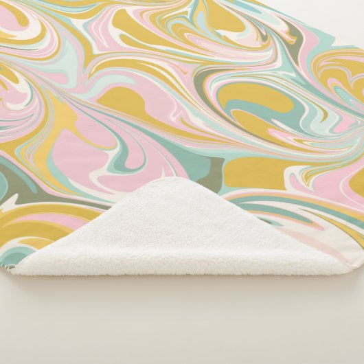 かわいい抽象芸術大理石の渦巻き自然ピンクと金ゴールド シェルパブランケット (3/4)