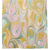 かわいい抽象芸術大理石の渦巻き自然ピンクと金ゴールド シャワーカーテン (正面)