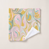 かわいい抽象芸術大理石の渦巻き自然ピンクと金ゴールド バスタオルセット (ウォッシュタオル)