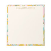 かわいい抽象芸術大理石スワールピンクパーソナライズされた金ゴールド ノートパッド (正面)