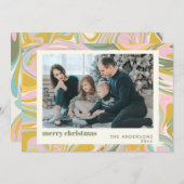 かわいい抽象芸術大理石スワールピンク金ゴールド写真 シーズンカード