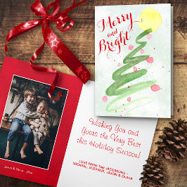 かわいい抽象芸術水彩クリスマスツリー写真 シーズンカード