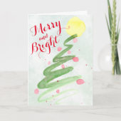 かわいい抽象芸術水彩クリスマスツリー写真 シーズンカード (正面)