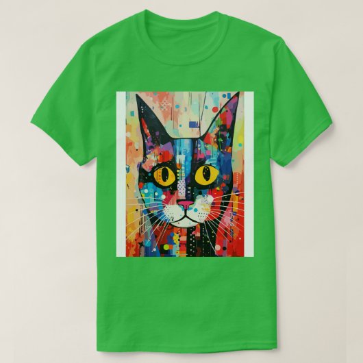 かわいい抽象芸術猫顔 Tシャツ (デザイン正面)