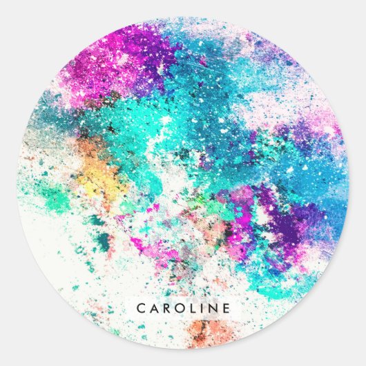 かわいい抽象芸術絵画ズ ラウンドシール (正面)