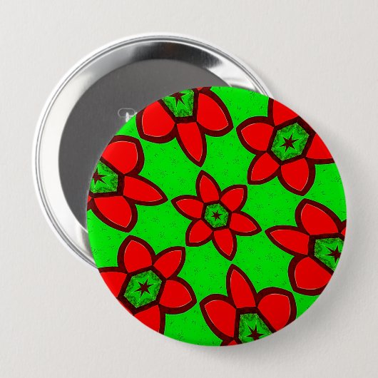 かわいい抽象芸術花柄ボタン 缶バッジ (正面&裏面)