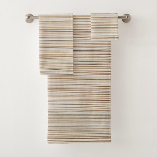 かわいい抽象芸術茶色の線のデザイン バスタオルセット (インサイチュ)