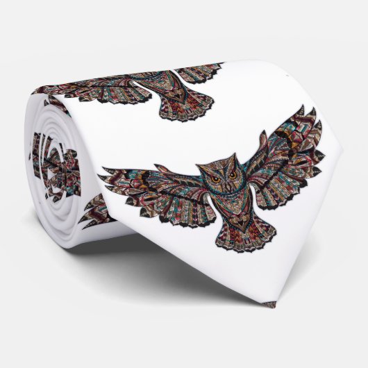 かわいい抽象芸術飛んでいるフクロウ ネクタイ (ロール)