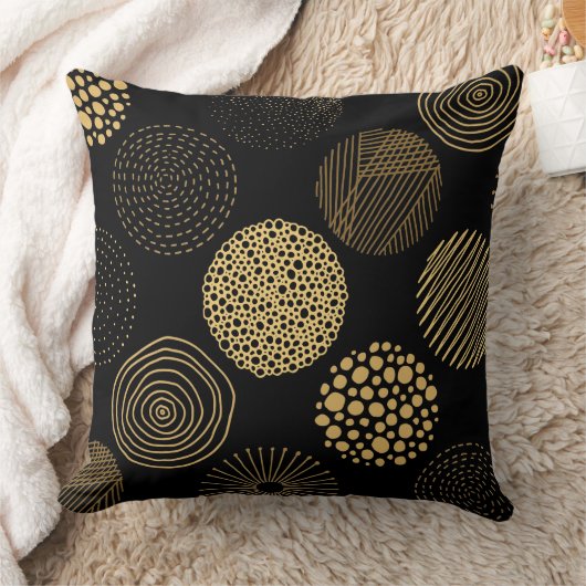 かわいい抽象芸術黄色の円のパターン クッション (ブランケット)