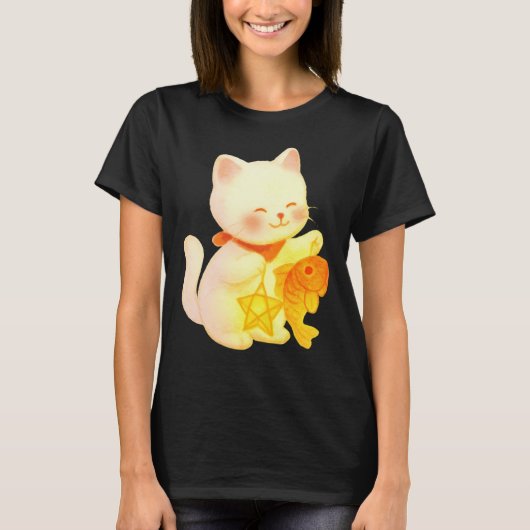 かわいい招き猫フィッシュスター飾り Tシャツ (正面)