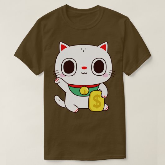 かわいい招き猫フォーチュンマネコ Tシャツ (デザイン正面)