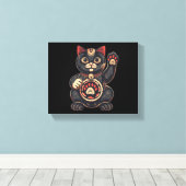 かわいい招き猫プリント描日本の キャンバスプリント (インサイチュ (ウッドフロア))