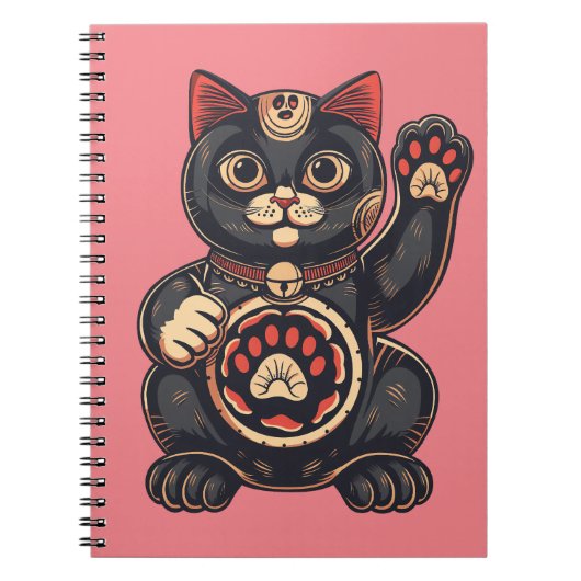 かわいい招き猫プリント描日本の ノートブック (正面)