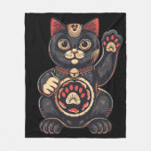かわいい招き猫プリント描日本の フリースブランケット (正面)
