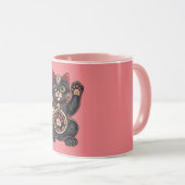 かわいい招き猫プリント描日本の マグカップ (正面右)