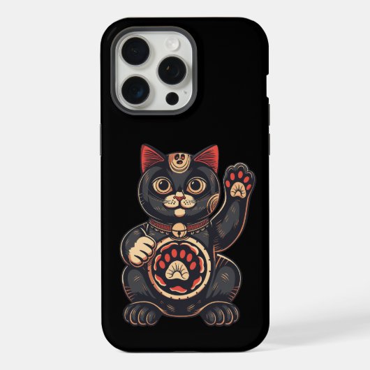 かわいい招き猫プリント描日本の iPhoneケース (裏面)
