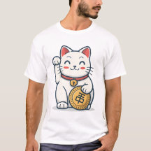 かわいい招き猫ラッキーキャットTシャツ | 良日本のい