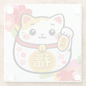 かわいい招き猫 ガラスコースター (裏面)