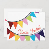 かわいい招待されましたハッピーバースデーはがき ポストカード (正面/裏面)