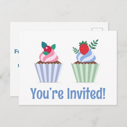 かわいい招待されましたハッピーバースデーはがき ポストカード (正面/裏面)