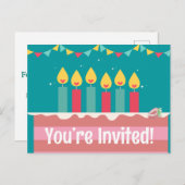 かわいい招待状 ハッピーバースデー ポストカード (正面/裏面)