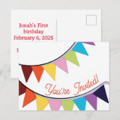 かわいい招待状 ハッピーバースデー ポストカード (正面/裏面)