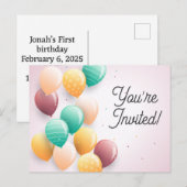 かわいい招待状 ハッピーバースデー ポストカード (正面/裏面)