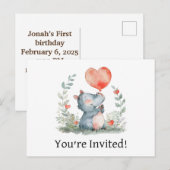 かわいい招待状 ハッピーバースデー ポストカード (正面/裏面)