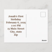 かわいい招待状 ハッピーバースデー ポストカード (裏面)