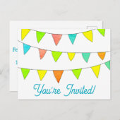 かわいい招待状 ハッピーバースデー ポストカード (正面/裏面)