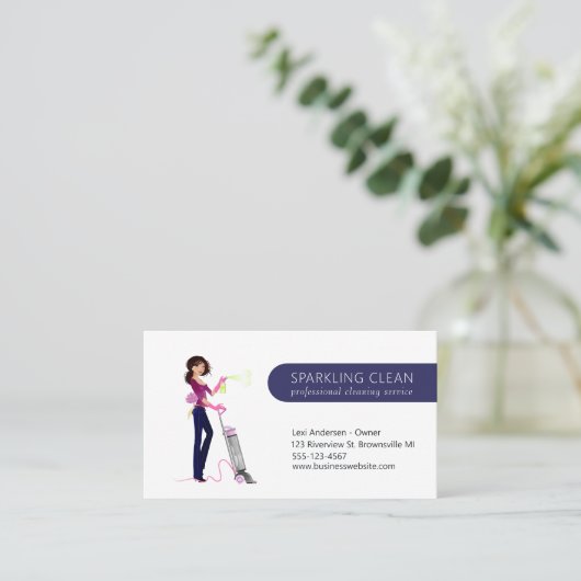 かわいい掃除メイド真空ハウスクリーンサービス 名刺 (スタンド正面)