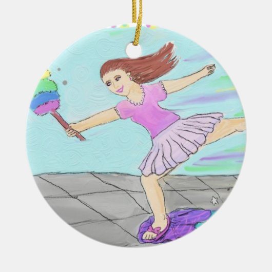 かわいい掃除婦 セラミックオーナメント (正面)