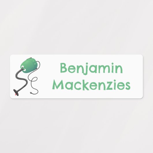 かわいい掃除機の漫画のユーモアパーソナライズされた ラベル (デザイン2)