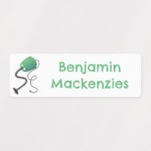 かわいい掃除機の漫画のユーモアパーソナライズされた ラベル (デザイン1)