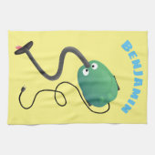 かわいい掃除機の漫画のユーモア キッチンタオル (横)