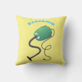 かわいい掃除機の漫画のユーモア クッション (裏面)